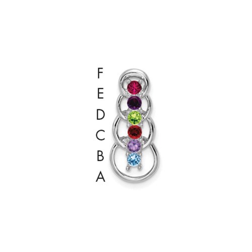 14K White Gold 6 Synthetic Stone Family Pendant