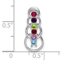 14K White Gold 6 Genuine Stone Family Pendant view 4