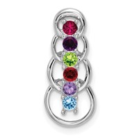 14K White Gold 6 Genuine Stone Family Pendant view 2