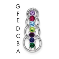 14K White Gold 7 Genuine Stone Family Pendant view 1