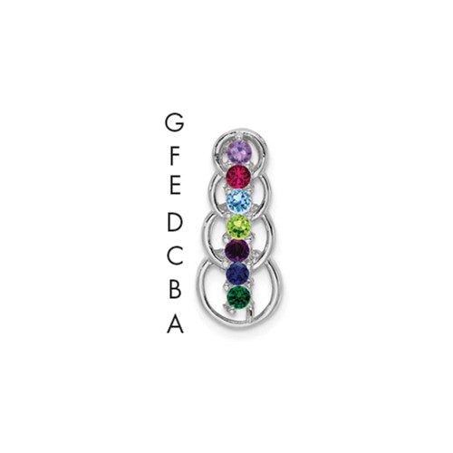 14K White Gold 7 Genuine Stone Family Pendant