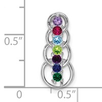 14K White Gold 7 Genuine Stone Family Pendant view 4