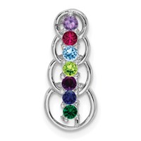 14K White Gold 7 Genuine Stone Family Pendant view 2