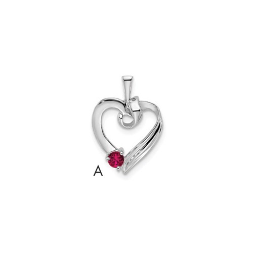 14K White Gold 1 Synthetic Stone Family Pendant