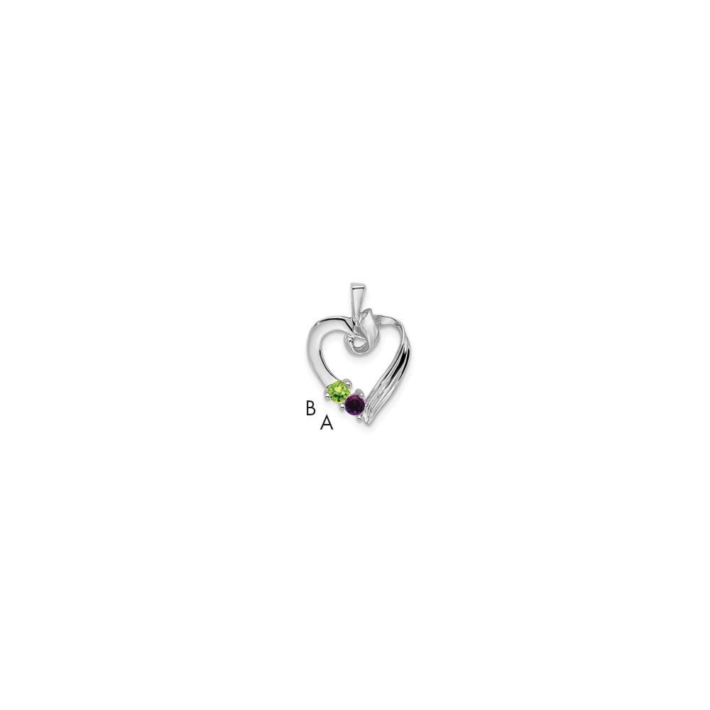 14K White Gold 2 Synthetic Stone Family Pendant