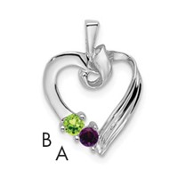 14K White Gold 2 Synthetic Stone Family Pendant view 1