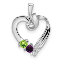 14K White Gold 2 Synthetic Stone Family Pendant view 2