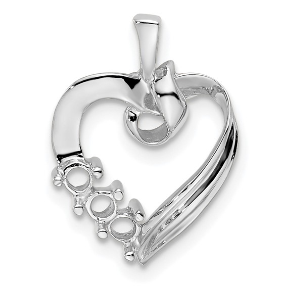 10k White Gold 3 Genuine Stone Family Pendant