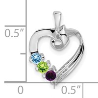 14K White Gold 3 Genuine Stone Family Pendant view 4