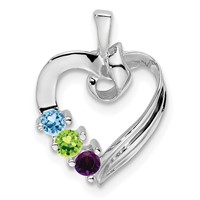 14K White Gold 3 Genuine Stone Family Pendant view 2