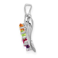 14K White Gold 4 Genuine Stone Family Pendant view 3
