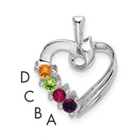 14K White Gold 4 Genuine Stone Family Pendant view 1