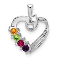 14K White Gold 4 Genuine Stone Family Pendant view 2