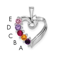 14K White Gold 5 Genuine Stone Family Pendant view 1