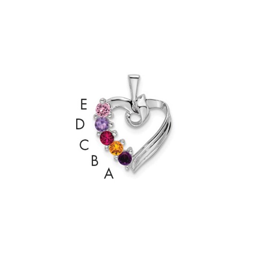14K White Gold 5 Synthetic Stone Family Pendant