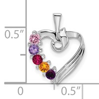 14K White Gold 5 Genuine Stone Family Pendant view 4