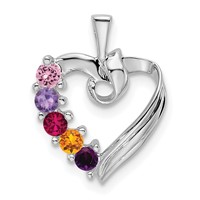 14K White Gold 5 Genuine Stone Family Pendant view 2