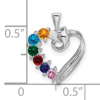 14K White Gold 6 Genuine Stone Family Pendant view 4