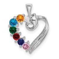 14K White Gold 6 Genuine Stone Family Pendant view 2