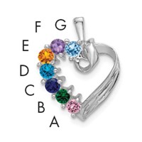 14K White Gold 7 Genuine Stone Family Pendant view 1