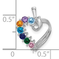 14K White Gold 7 Genuine Stone Family Pendant view 4