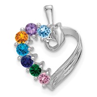 14K White Gold 7 Genuine Stone Family Pendant view 2