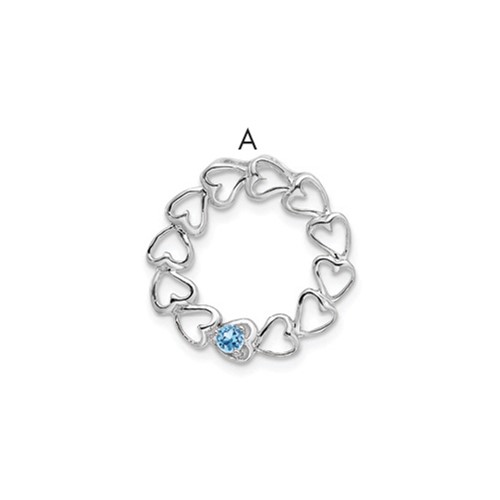 14K White Gold 1 Genuine Stone Family Pendant