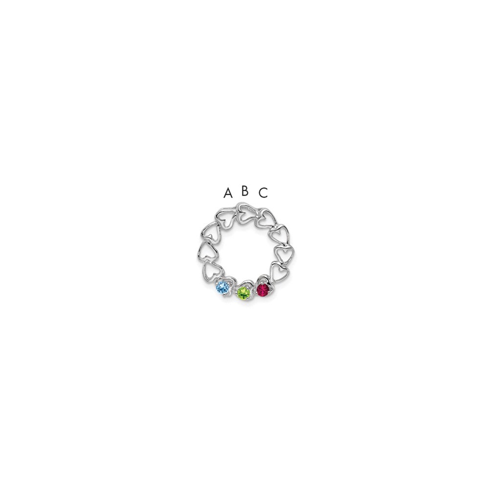14K White Gold 3 Genuine Stone Family Pendant