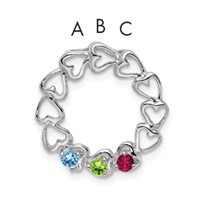 14K White Gold 3 Genuine Stone Family Pendant view 1