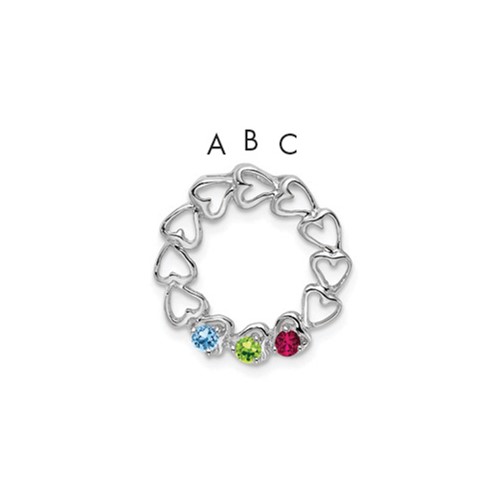 14K White Gold 3 Genuine Stone Family Pendant