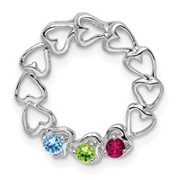 14K White Gold 3 Genuine Stone Family Pendant view 2