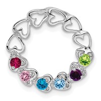 14K White Gold 6 Genuine Stone Family Pendant view 2