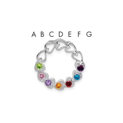 14K White Gold 7 Synthetic Stone Family Pendant