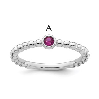 14k White Gold 1 Genuine Birthstone  Mother's Ring