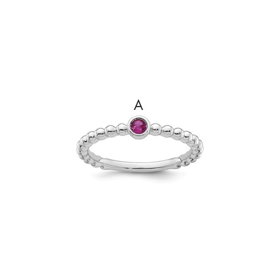 14k White Gold 1 Genuine Birthstone  Mother's Ring