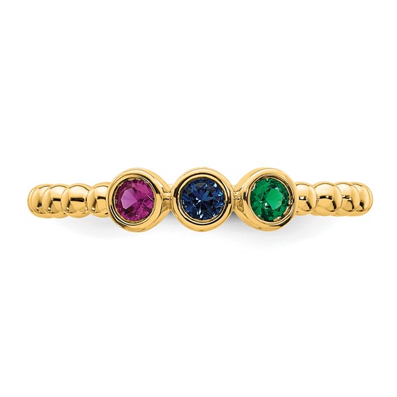 14k 3 Genuine Birthstone Mother's  Ring