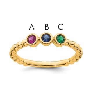 14k 3 Genuine Birthstone Mother's  Ring