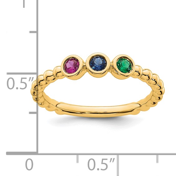 14k 3 Genuine Birthstone Mother's  Ring