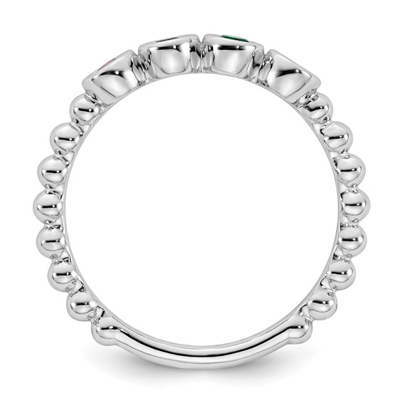 14k White Gold 4 Genuine Birthstone Mother's Ring