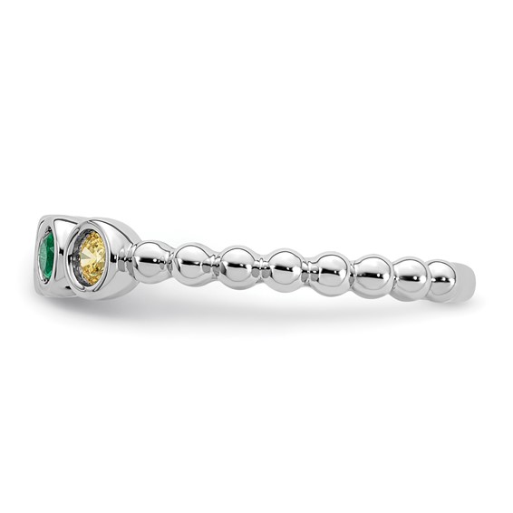 14k White Gold 4 Genuine Birthstone Mother's Ring