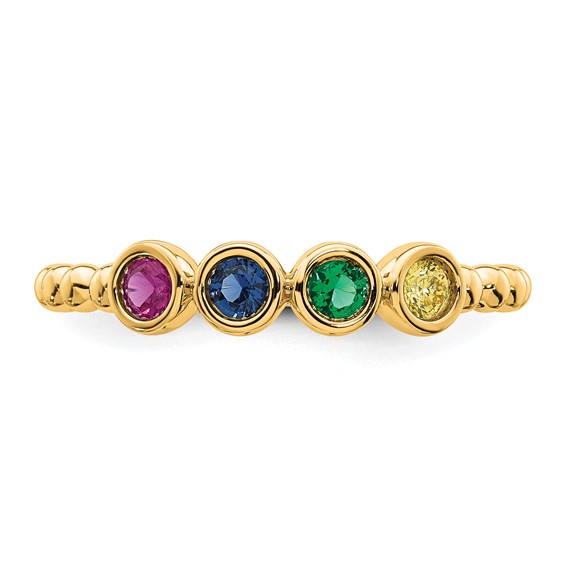 14k 4 Genuine Birthstone Mother's  Ring