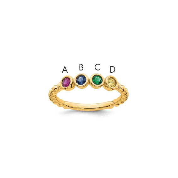 14k 4 Genuine Birthstone Mother's  Ring