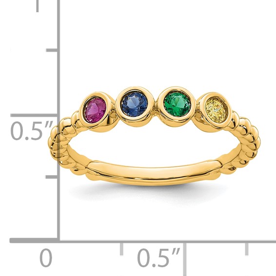 14k 4 Genuine Birthstone Mother's  Ring