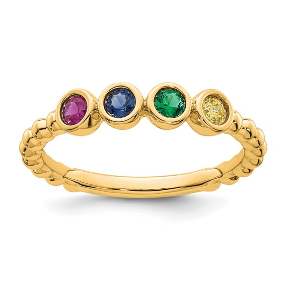 14k 4 Genuine Birthstone Mother's  Ring