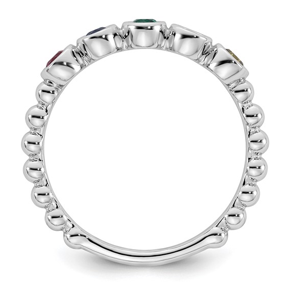 14k  White Gold 5 Genuine Birthstone Mother's ring