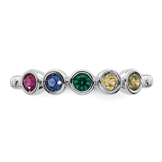 14k  White Gold 5 Genuine Birthstone Mother's ring