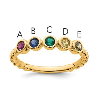 14k 5 Synthetic Birthstone  Mother's Ring