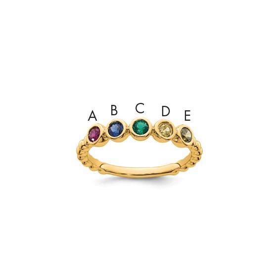 14k 5 Synthetic Birthstone  Mother's Ring