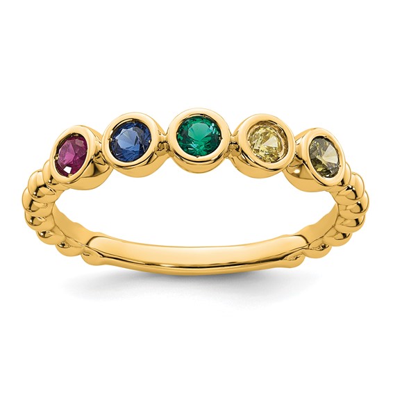 14k 5 Synthetic Birthstone  Mother's Ring