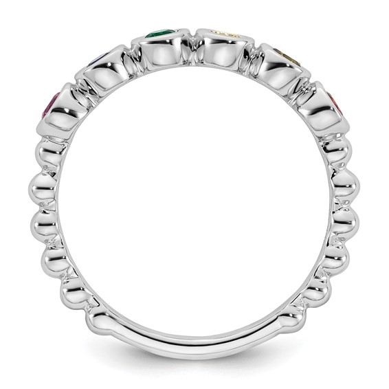 14k White Gold 6 Genuine Birthstone Mother's Ring